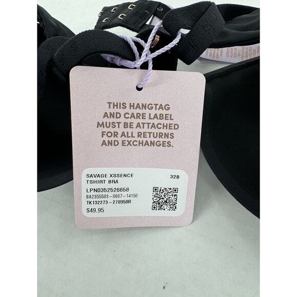 Savage Fenty Xssence T-Shirt Bra Size 32B Black Sexy Cutout Underwire NWT - Picture 9 of 16
